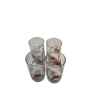 4 Heartland country print glasses 2 16oz/2 12oz